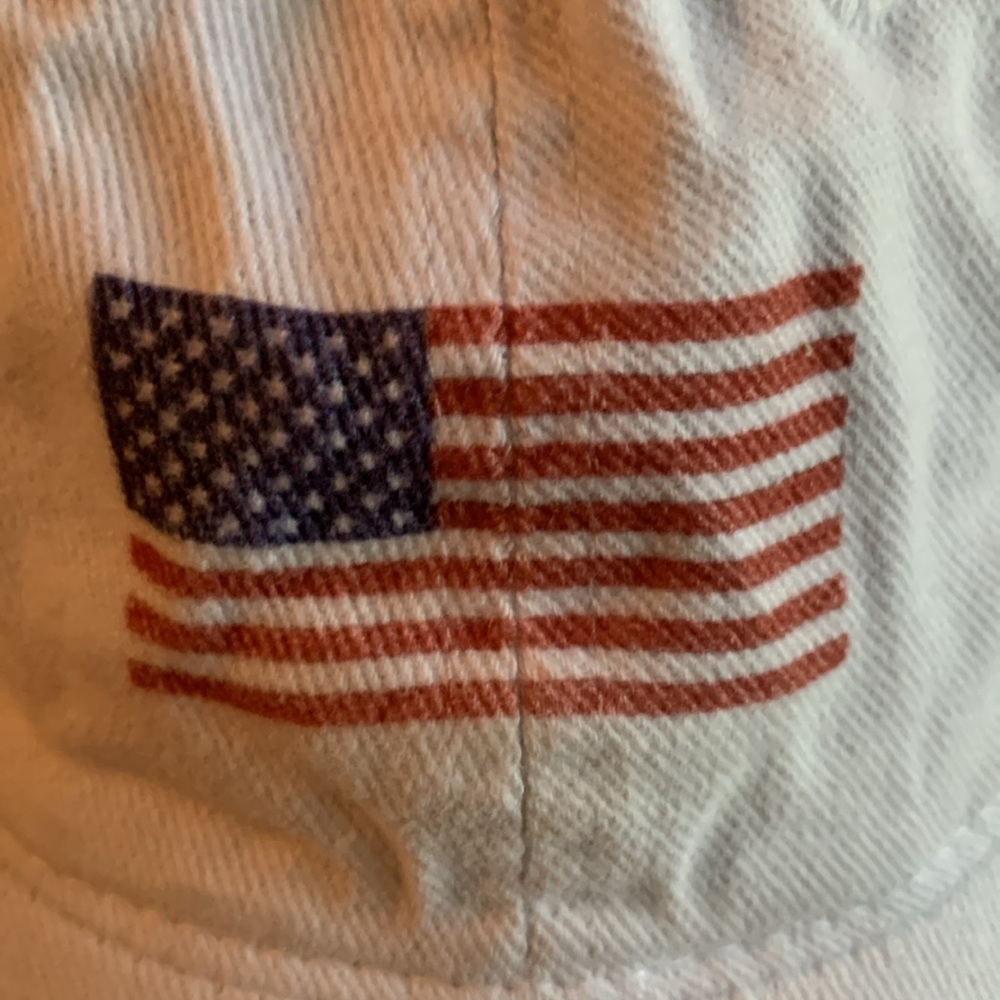 Otto white baseball hat printed with the American flag. Hook & loop strap. OSFM - Picture 2 of 5